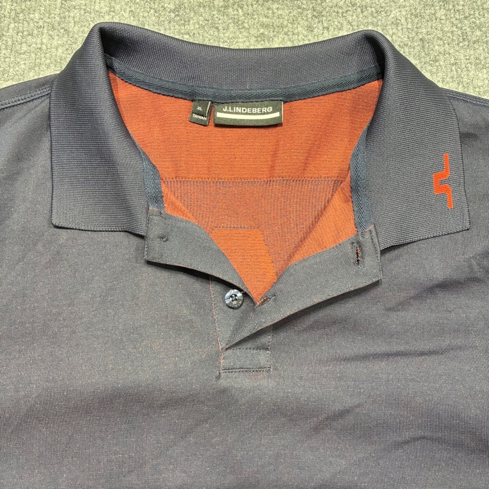 J Lindeberg Golf Polo‎ Mens XL Navy Blue Red Performance Shirt
